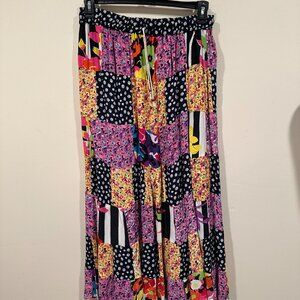 Vintage Just Cruising Patchwork Maxi Colorful Print Skirt Free Size